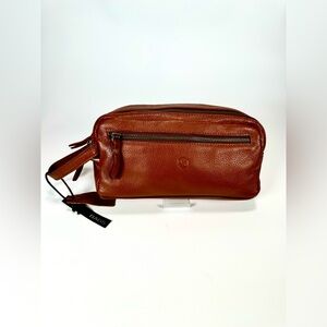 NWT Valentina in Pell Toiletries Leather Bag in Brown-Made in Italy